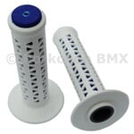 A'ME ***BLEMISH*** AME old school BMX Unitron bicycle grips - WHITE over BLUE ***BLEMISH***