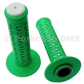 A'ME ***BLEMISH*** AME old school BMX Unitron bicycle grips - GREEN over WHITE ***BLEMISH***
