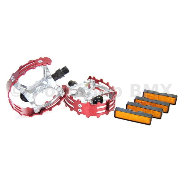Wellgo ***BLEMISH*** Wellgo XC-II style bear trap alloy BMX bicycle pedals 1/2" - RED ***BLEMISH***