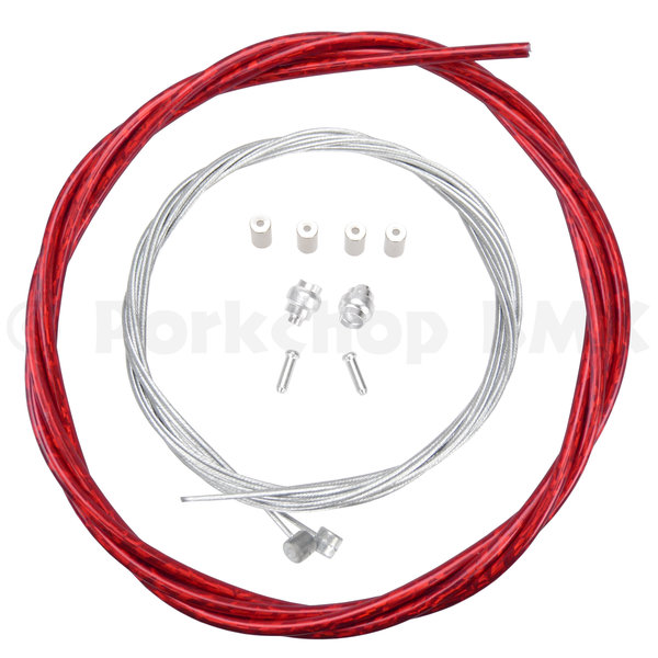 Porkchop BMX Basic Bicycle Brake Cable Kit for BMX/MTB - LASER RED