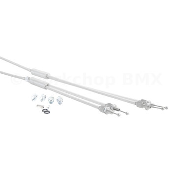 Porkchop BMX ***BLEMISH*** Upper & Lower gyro cables *LONG* for old school BMX - WHITE ***BLEMISH***