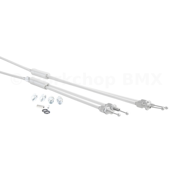 Porkchop BMX ***BLEMISH*** Upper & Lower gyro cables  for old school BMX - WHITE ***BLEMISH***
