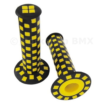 Porkchop BMX Checkerboard BMX bicycle grips - 125mm - BLACK and YELLOW