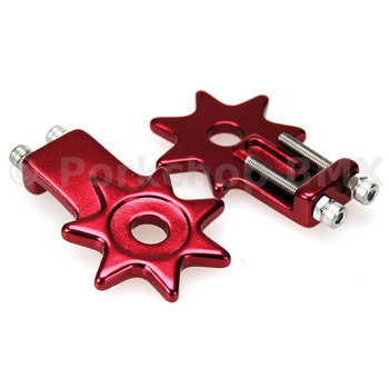 Porkchop BMX BMX Bicycle Star Spur Chain Tensioners for 3/8" axles - RED