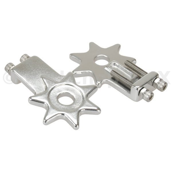 Porkchop BMX BMX Bicycle Star Spur Chain Tensioners for 3/8" axles - SILVER