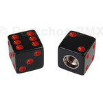 Porkchop BMX Porkchop Dice Bicycle Tire Valve Caps (pair) BLACK with RED PIPS