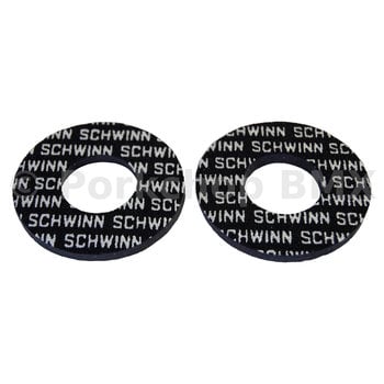 Schwinn Schwinn old school BMX bicycle foam grip donuts SILVER on BLACK (officially licensed)