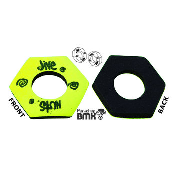 Neal Enterprises Jive Nuts old schoool BMX bicycle foam grip donuts - NEON YELLOW - NOS!