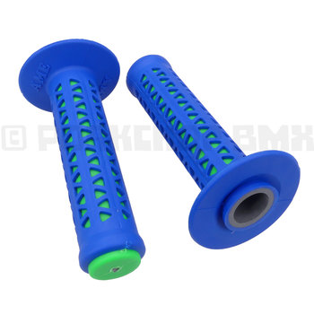 A'ME ***BLEMISH*** AME old school BMX Unitron bicycle grips - BLUE over GREEN ***BLEMISH***