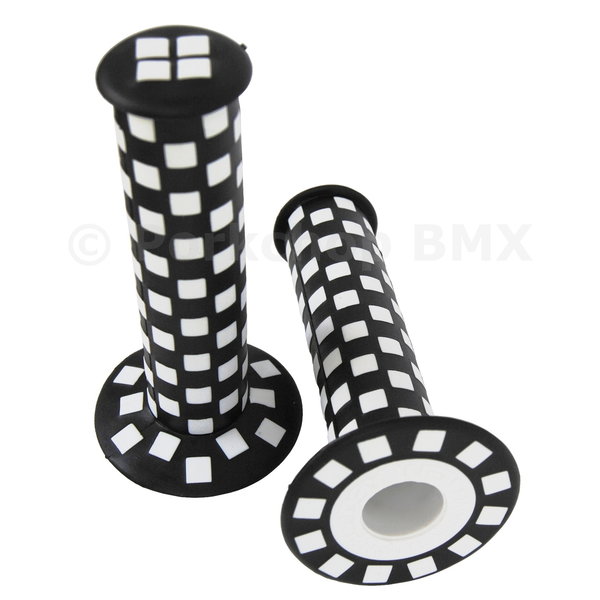 Porkchop BMX Checkerboard BMX bicycle grips - 125mm - BLACK and WHITE