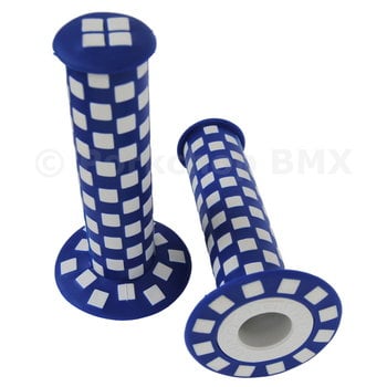 Porkchop BMX Checkerboard BMX bicycle grips - 125mm - BLUE and WHITE