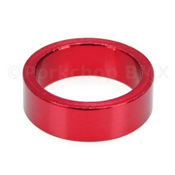 Porkchop BMX 1" headset spacer 10mm thick for old school BMX, MINI, or Road bicycle - RED ANODIZED