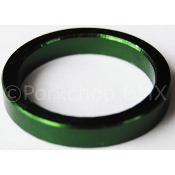Porkchop BMX 1" headset spacer 5mm thick for old school BMX, MINI, or Road bicycle - GREEN ANODIZED