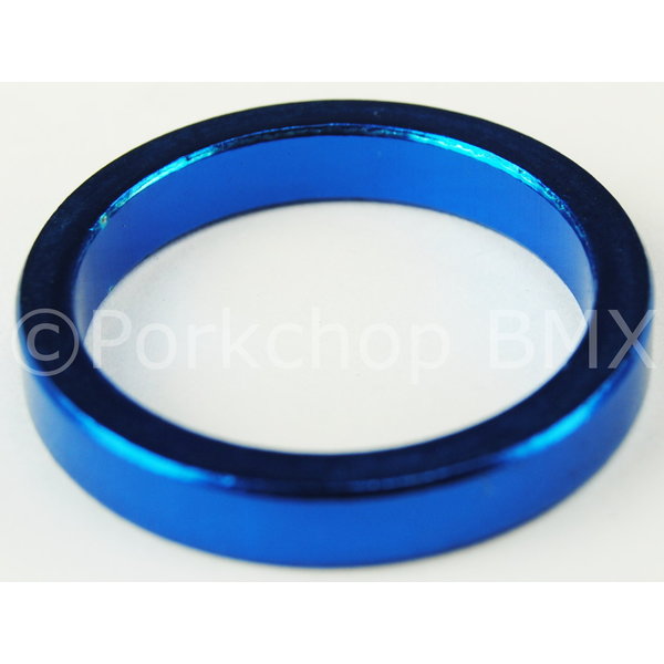 Porkchop BMX 1" headset spacer 5mm thick for old school BMX, MINI, or Road bicycle - BLUE ANODIZED
