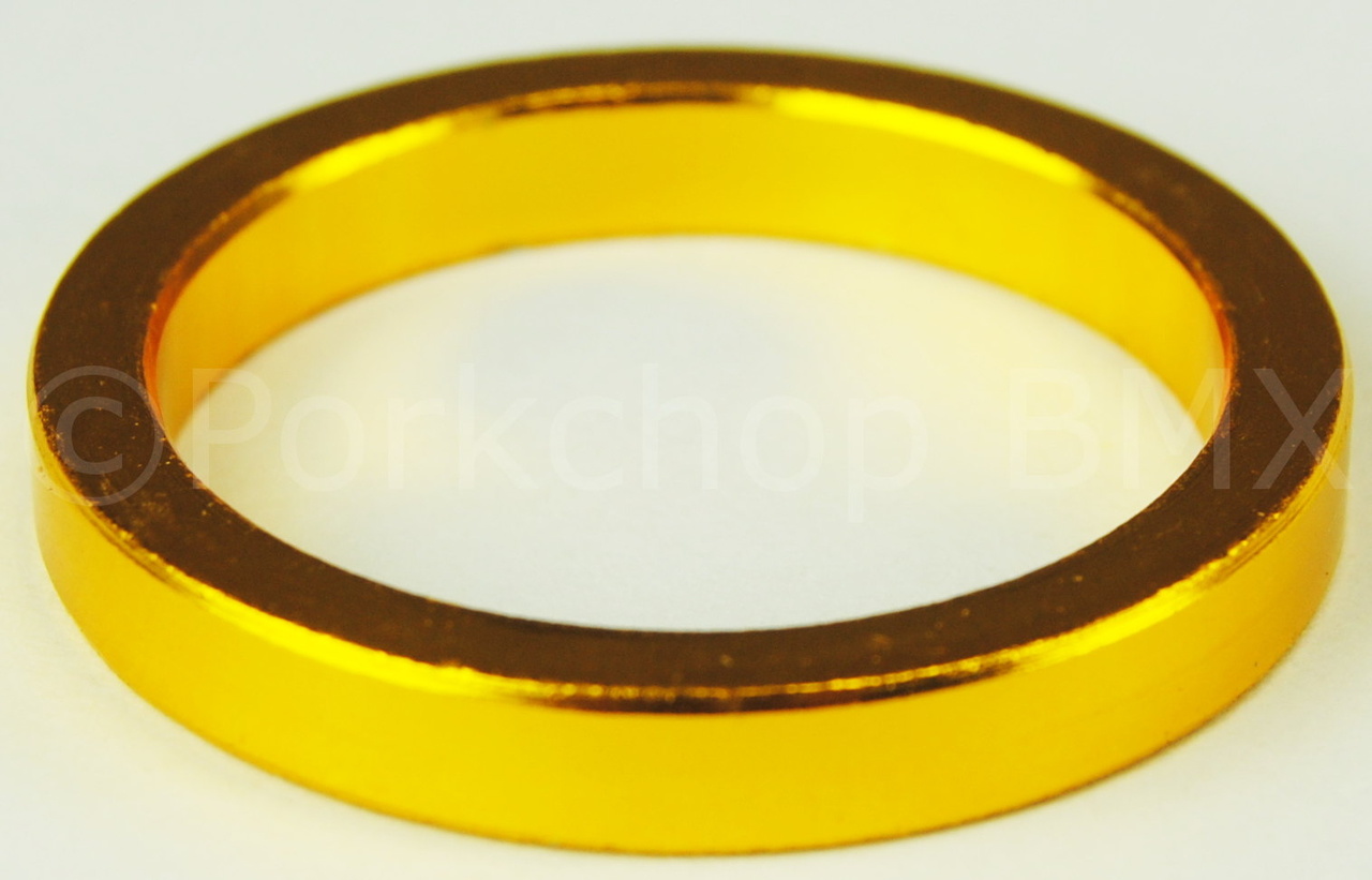 1 1/8 headset spacer 5mm thick for threadless BMX or MTB bicycle - GOLD  ANODIZED - Porkchop BMX