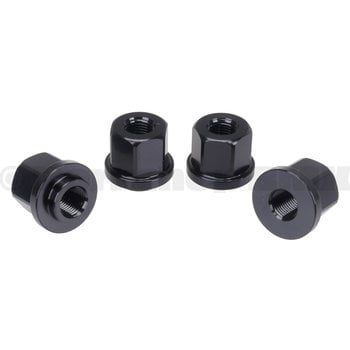 Porkchop BMX 3/8" X 26T axle nut set with 2x nuts to fit 14mm drop outs and 2x to fit regular 3/8" drop outs (SET OF 4) BLACK