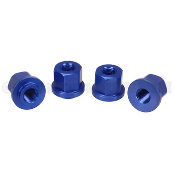 Porkchop BMX 3/8" X 26T axle nut set with 2x nuts to fit 14mm drop outs and 2x to fit regular 3/8" drop outs (SET OF 4) COBALT BLUE