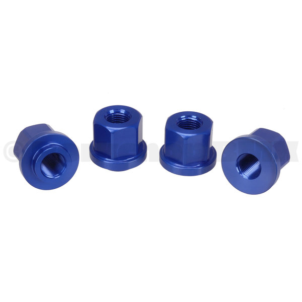 Porkchop BMX 3/8" X 26T axle nut set with 2x nuts to fit 14mm drop outs and 2x to fit regular 3/8" drop outs (SET OF 4) COBALT BLUE