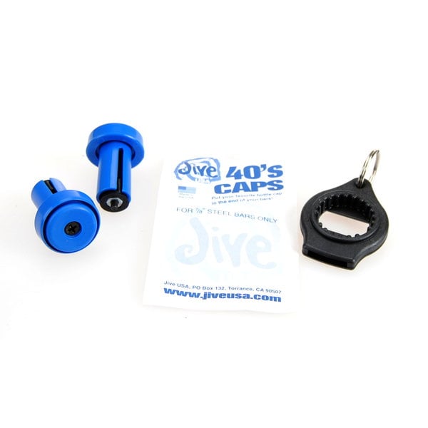 Neal Enterprises Jive Handle 40's Caps Bicycle Handlebar Bar Ends (PAIR) BLUE