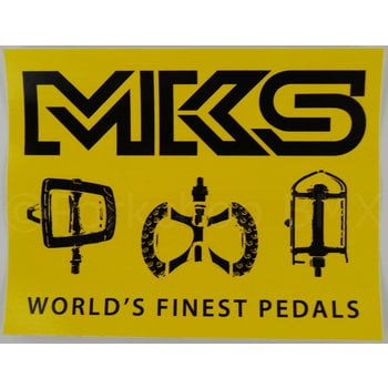 MKS MKS "World's Finest Pedals" sticker decal (4.5" X 3.5") - YELLOW