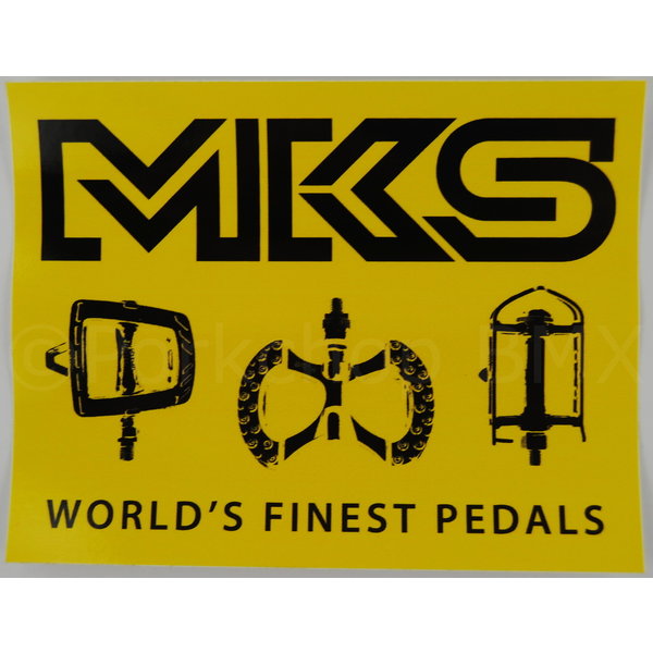 MKS MKS "World's Finest Pedals" sticker decal (4.5" X 3.5") - YELLOW