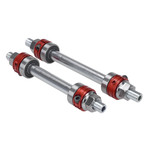 Porkchop BMX Porkchop BMX CR-MO chromoly hollow bicycle axle set for Superlace wheels - 3/8" X 26T - FRONT & REAR SET - RED COLLARS