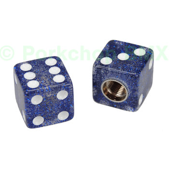 Porkchop BMX Porkchop Dice Bicycle Tire Valve Caps (pair) - BLUE GLITTER