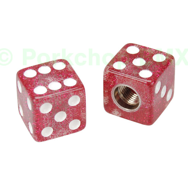 Porkchop BMX Porkchop Dice Bicycle Tire Valve Caps (pair) - RED GLITTER