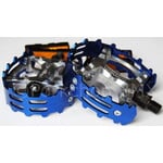 Wellgo ***BLEMISH***Wellgo XC-II style bear trap alloy BMX bicycle pedals 1/2" BLUE***BLEMISH***