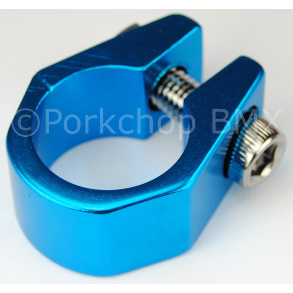 Porkchop BMX Tuf Neck style 25.4mm (1") BMX bicycle seat post clamp - BRIGHT DIP BLUE