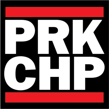 Porkchop BMX Porkchop BMX "PRK CHP" decal - 3 1/4" square - BLACK/RED