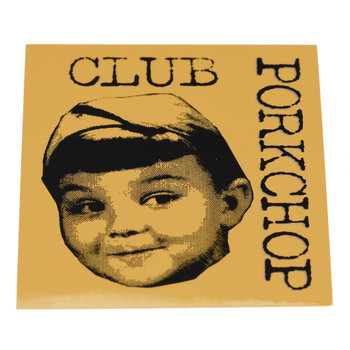 Porkchop BMX Porkchop BMX "CLUB PORKCHOP" decal sticker 3" x 3 1/2" BLACK on BUTTERSCOTCH