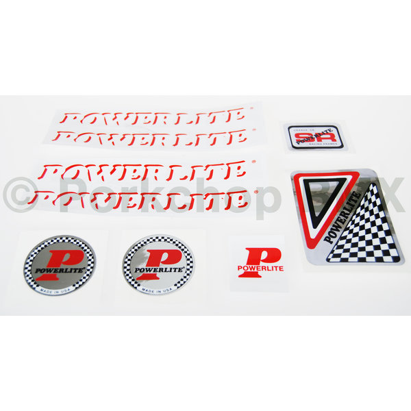 Powerlite 1978-83 Powerlite  old school BMX bicycle decal SET - SHADOW RED (officially licensed)