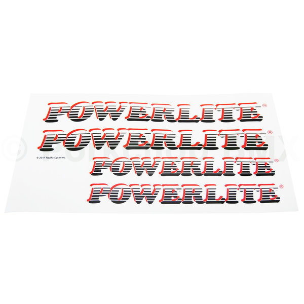 Powerlite 1983-86 Powerlite  frame and fork  old school BMX bicycle decals - (PAIR of EACH) - RED (officially licensed)