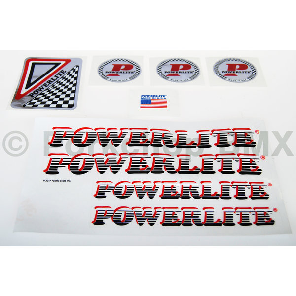 Powerlite 1983-86 Powerlite  old school BMX bicycle decal SET - RED (officially licensed)