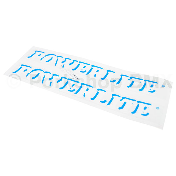 Powerlite 2x 1978-83 Powerlite  frame or fork  old school BMX bicycle decals - (PAIR) - SHADOW LIGHT BLUE (officially licensed)