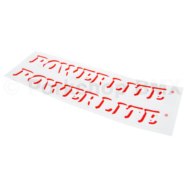 Powerlite 2x 1978-83 Powerlite  frame or fork  old school BMX bicycle decals - (PAIR) - SHADOW RED (officially licensed)