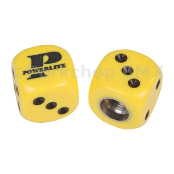 Powerlite Powerlite old school BMX Dice Bicycle Tire Valve Caps (pair) - YELLOW