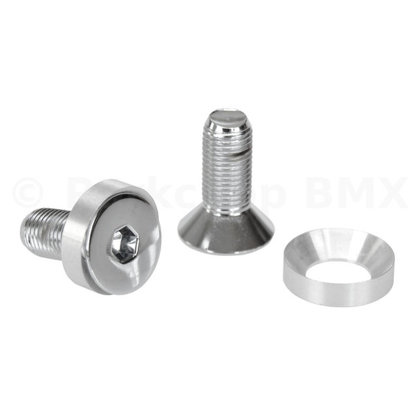 Aluminum alloy concave washers for M8 M10 GDH 3/8 BMX crank spindle bolts  SILVER ANODIZED - Porkchop BMX