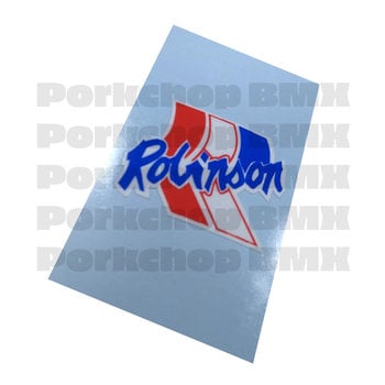 Robinson 1985-86 Robinson seat mast old school BMX bicycle decal RED/BLUE on WHITE vinyl (EACH)