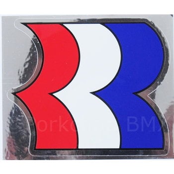 Robinson 1987-89 Robinson "R" BMX decal on CHROME (1 7/8" tall)