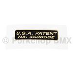 Schwinn Schwinn 1987 Free Form Handlebar PATENT 4630502 old school BMX bicycle decal BLACK on GOLD FOIL (officially licensed)