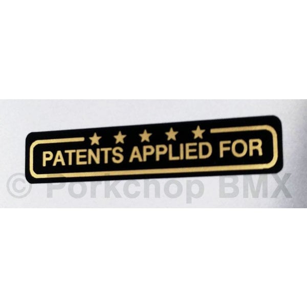 Schwinn Schwinn Freeform Handlebar "Patents Applied For" old school BMX bicycle decal GOLD on BLACK (officially licensed)