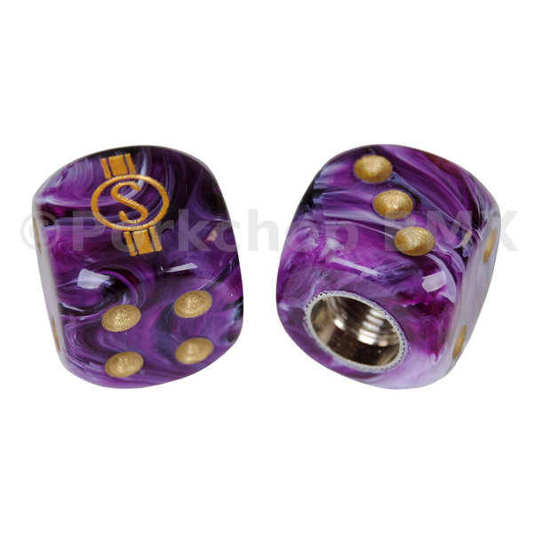 Schwinn Schwinn Krate  Stingray "S" Dice Bicycle Tire Valve Caps (pair) - SWIRL PURPLE