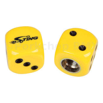 Schwinn Schwinn Sting old school BMX Dice Bicycle Tire Valve Caps (pair) - YELLOW