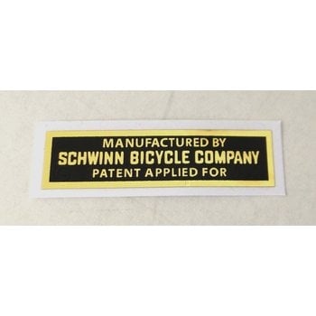 Schwinn 1979-82 Schwinn Sting "Patent Applied For" gold and black decal