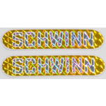 Schwinn 1979-83 Schwinn Sting prism chainstay decals (PAIR) - YELLOW w/ WHITE outline letters
