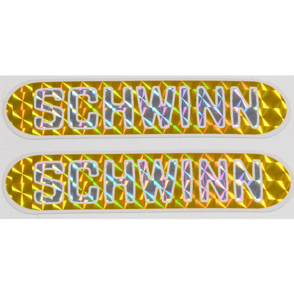 Schwinn 1979-83 Schwinn Sting prism chainstay decals (PAIR) - YELLOW w/ WHITE outline letters