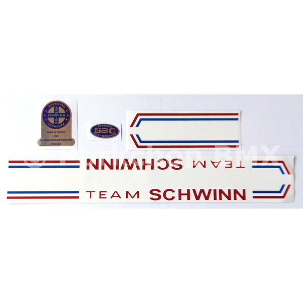 Schwinn 1980-81 Team Schwinn frame decal set (Taiwan made frames)