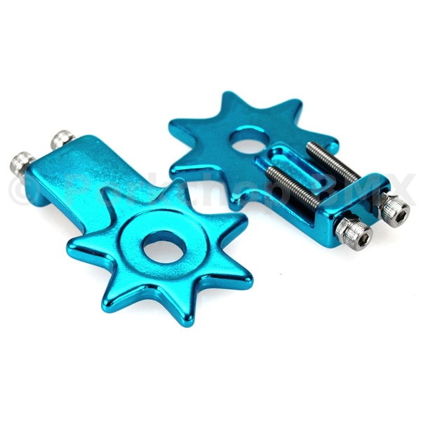 Porkchop BMX BMX Bicycle Star Spur Chain Tensioners for 3/8" axles - BRIGHT DIP BLUE